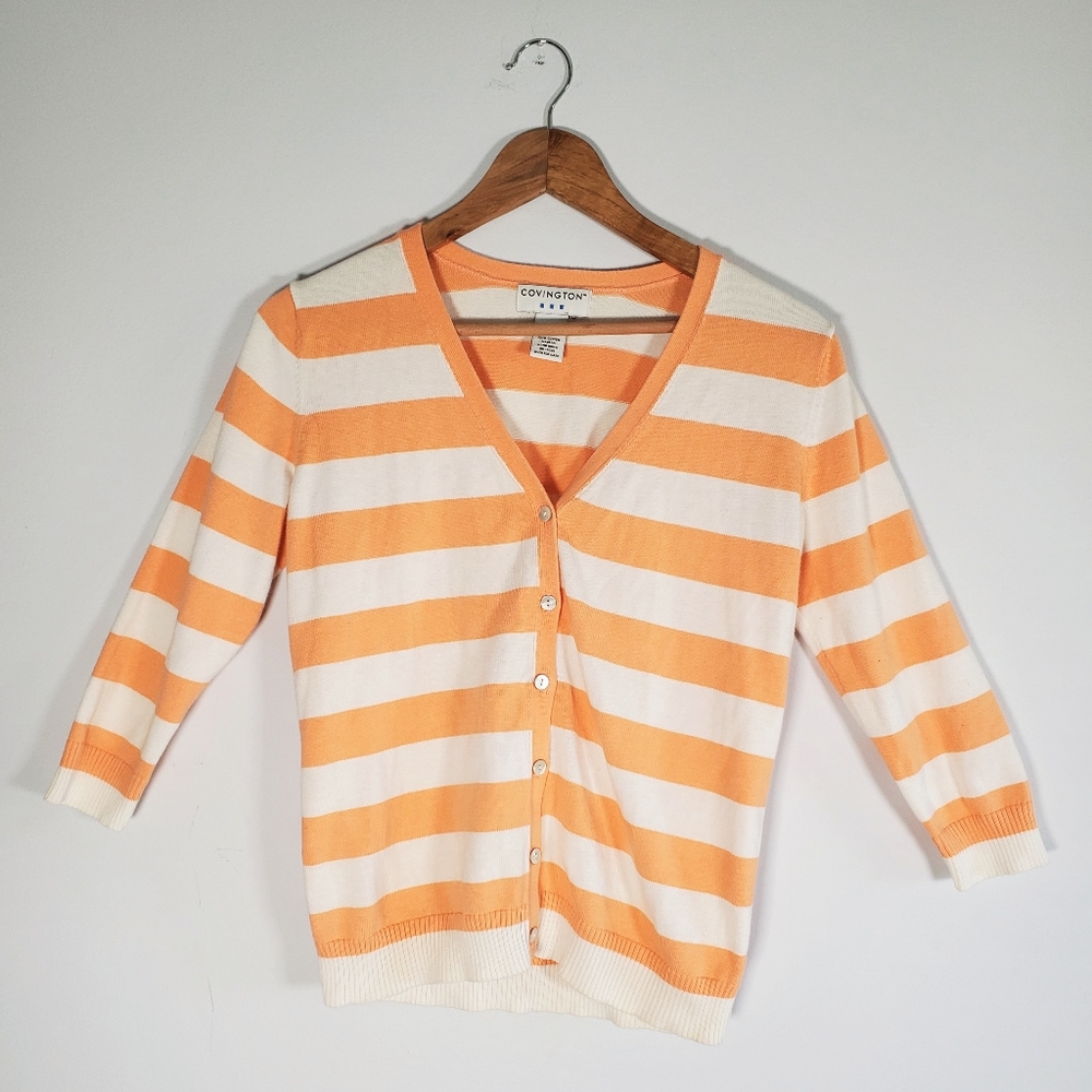 Covington Creamsicle Orange Striped Cardigan
